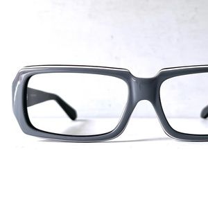 Wide Fit Beatnik 90s Vintage Grey Eyeglass Frames Unisex Mid Century Modern